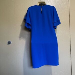 Charles Henry Royal Blue Midi Dress with Ruffle Sleeves look New